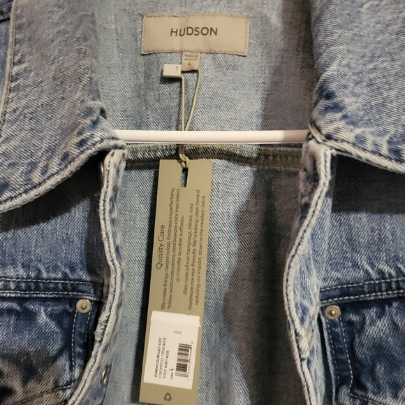 HUDSON Women's Cropped Trucker Jacket Large Icey Vintage - Picture 5 of 5